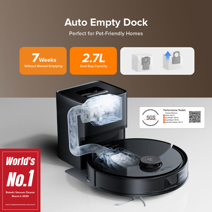 roborock q10 x5 robotstofzuiger en -dweilrobot met automatisch leegmakend laadstation