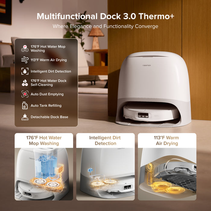 roborock qrevo curvx robotstofzuiger met multifunctioneel dockingstation 3.0 thermo