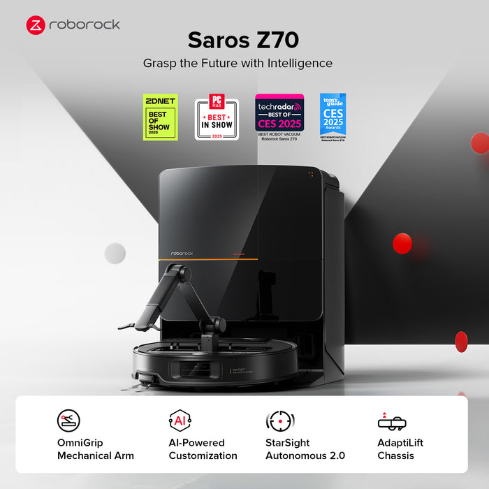 roborock saros z70 robotstofzuiger met omnigrip mechanische arm